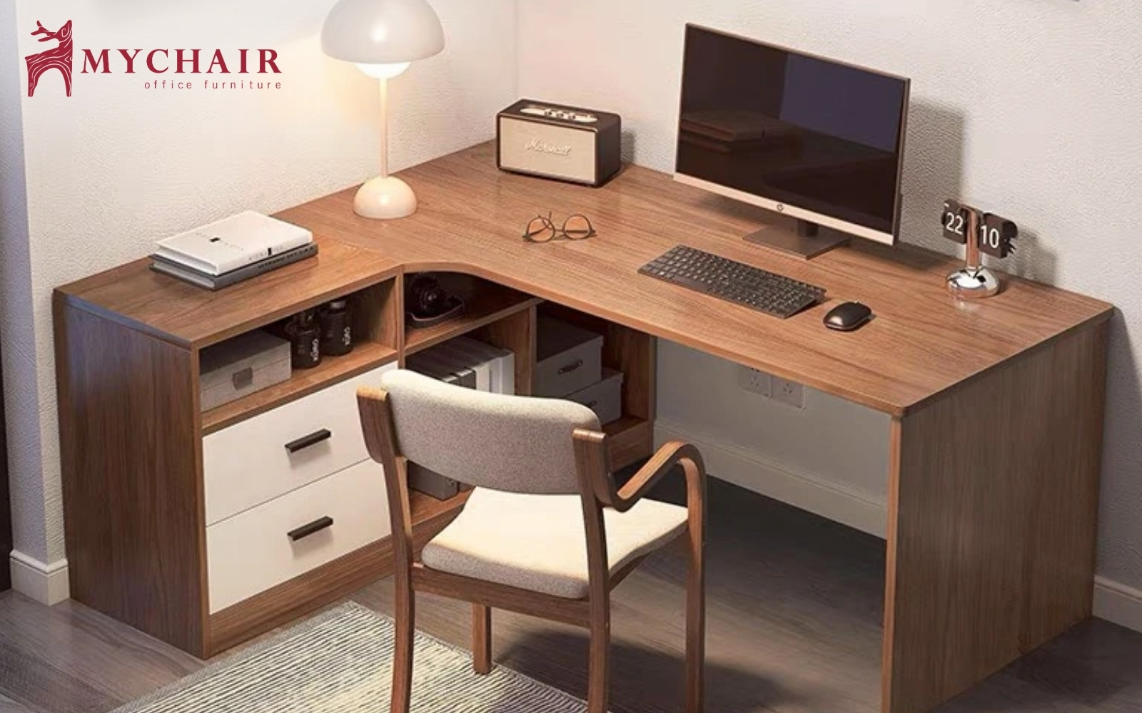 Bàn làm việc tại nhà chữ L đơn giản