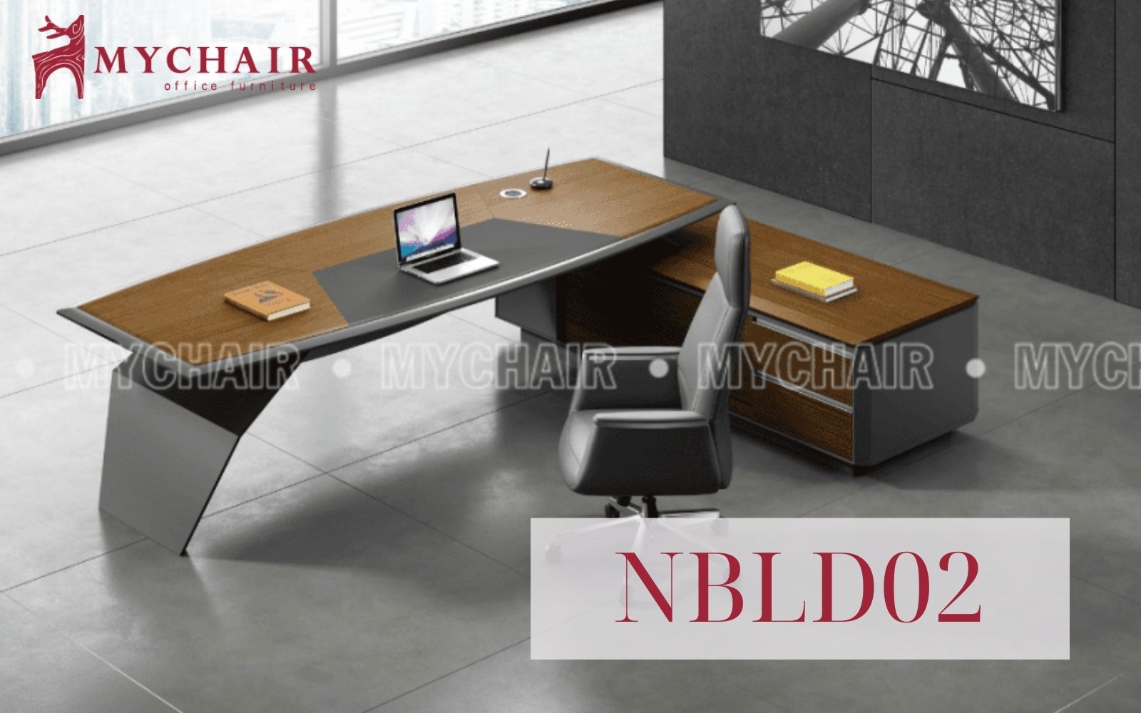 MyChair NBLD02 – bàn giám đốc chữ L kèm tủ phụ, tiện nghi và tinh tế