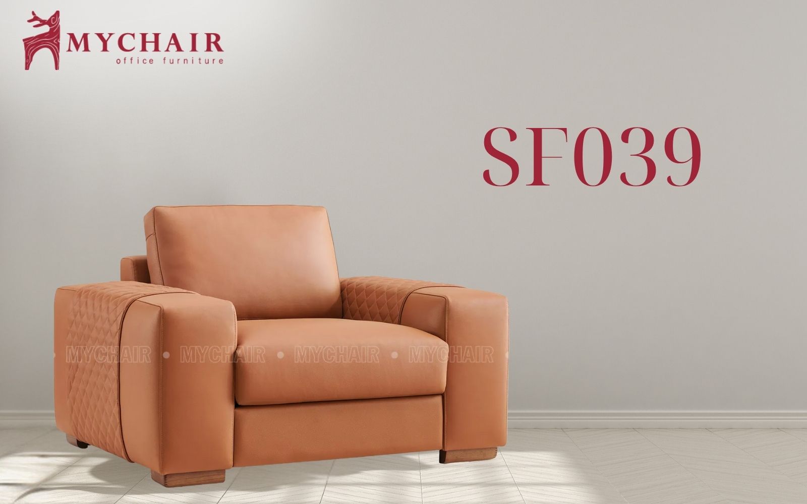 MyChair SF039 cam 1 chỗ tinh tế, tối ưu hóa không gian, cực kỳ tiện dụng Sofa đơn 1 chỗ màu cam MyChair SF039