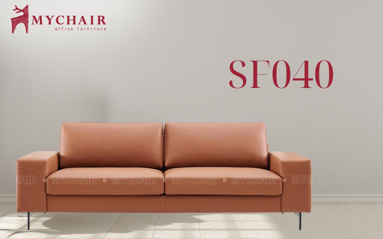 Sofa da bò SF040 sở hữu vẻ đẹp đẳng cấp và bền bỉ vượt thời gian Ghế sofa da màu cam SF040