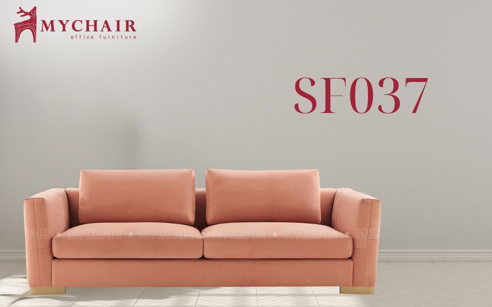 Ghế sofa SF037 màu cam sữa nhẹ nhàng, hiện đại, mang lại không gian thư thái Tone màu cam sữa nhẹ nhàng của SF037