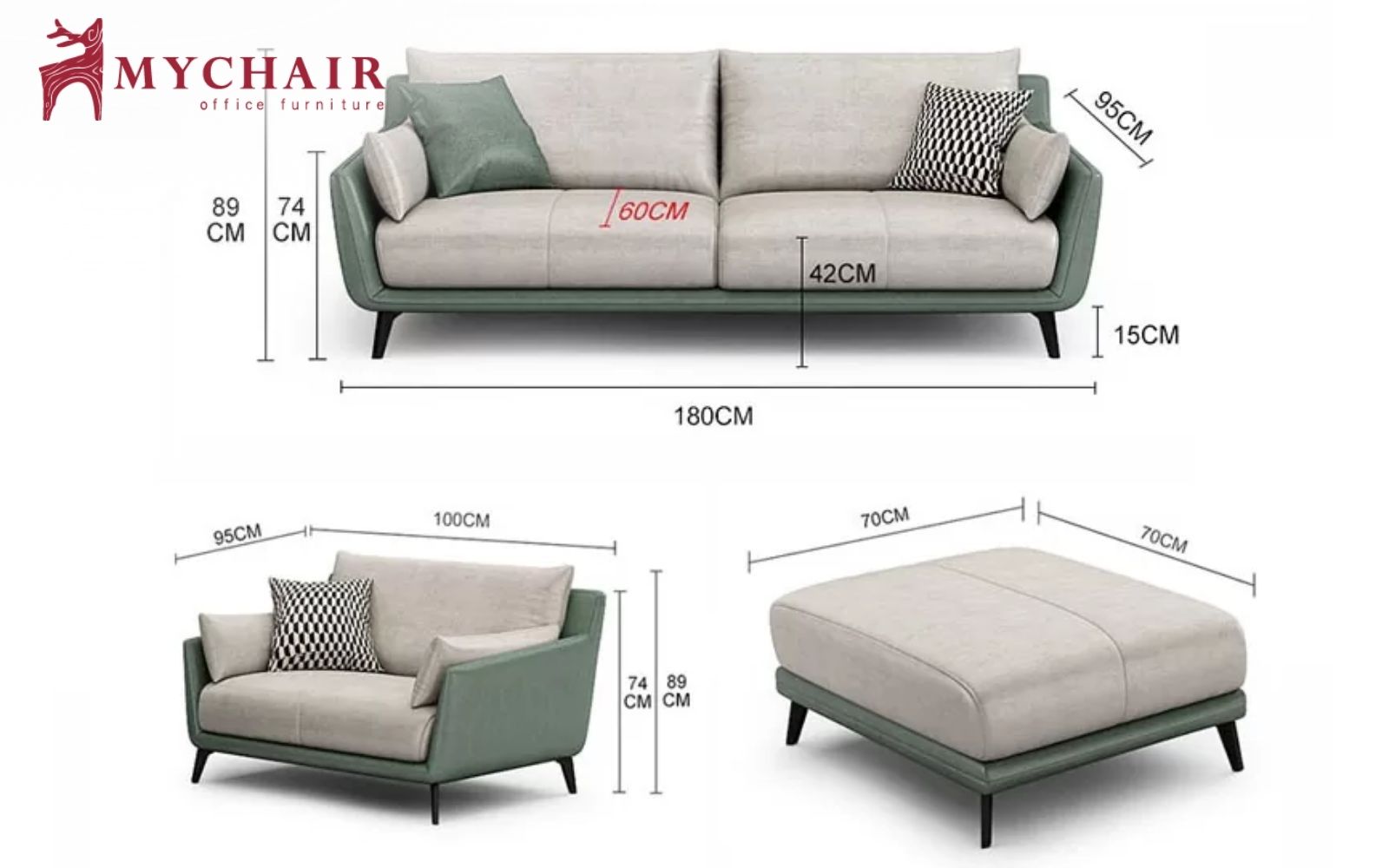 Kích thước tiêu chuẩn của bộ sofa