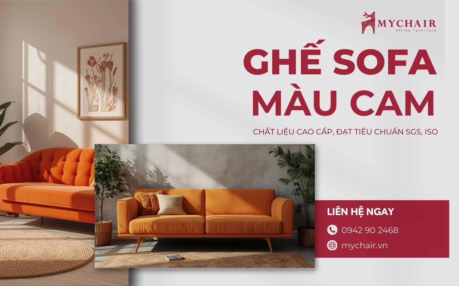 MyChair - Đơn vị bán ghế sofa màu cam với thiết kế thời thượng, sang trọng Mua ghế sofa cam giá tốt tại MyChair
