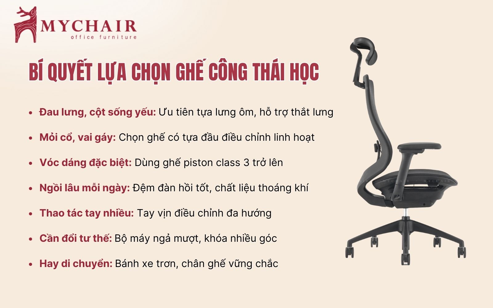 Cách chọn ghế công thái học phù hợp với nhu cầu, mục đích sử dụng