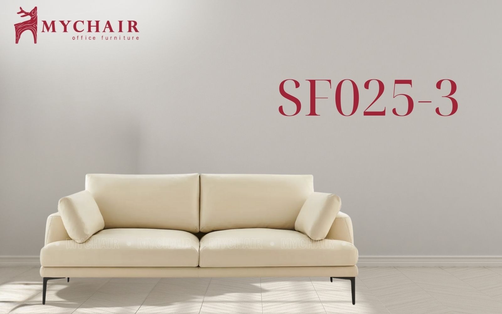 Bộ ghế sofa màu be vàng 3 chỗ MyChair SF025-3