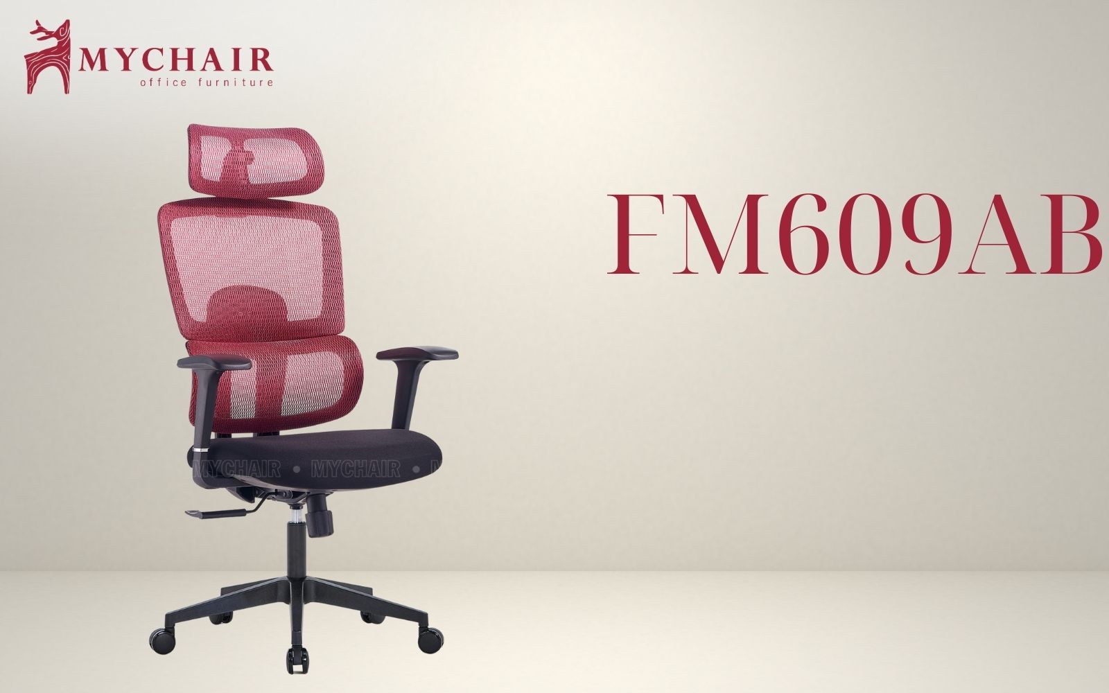 Ghế chống đau lưng lưới màu đỏ MyChair FM609AB