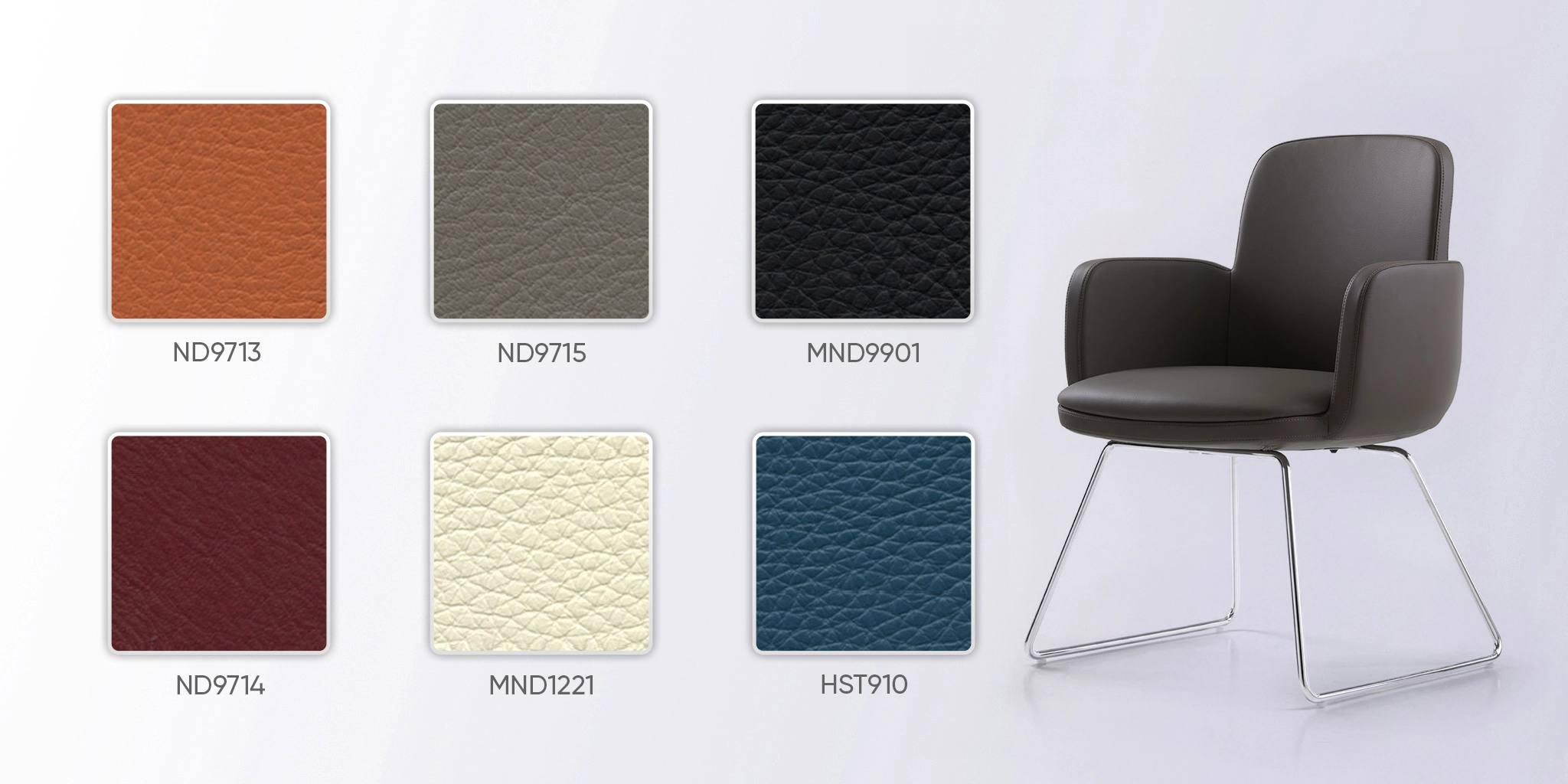 bảng m&agrave;u da ghế ph&ograve;ng họp ch&acirc;n quỳ c2512-1