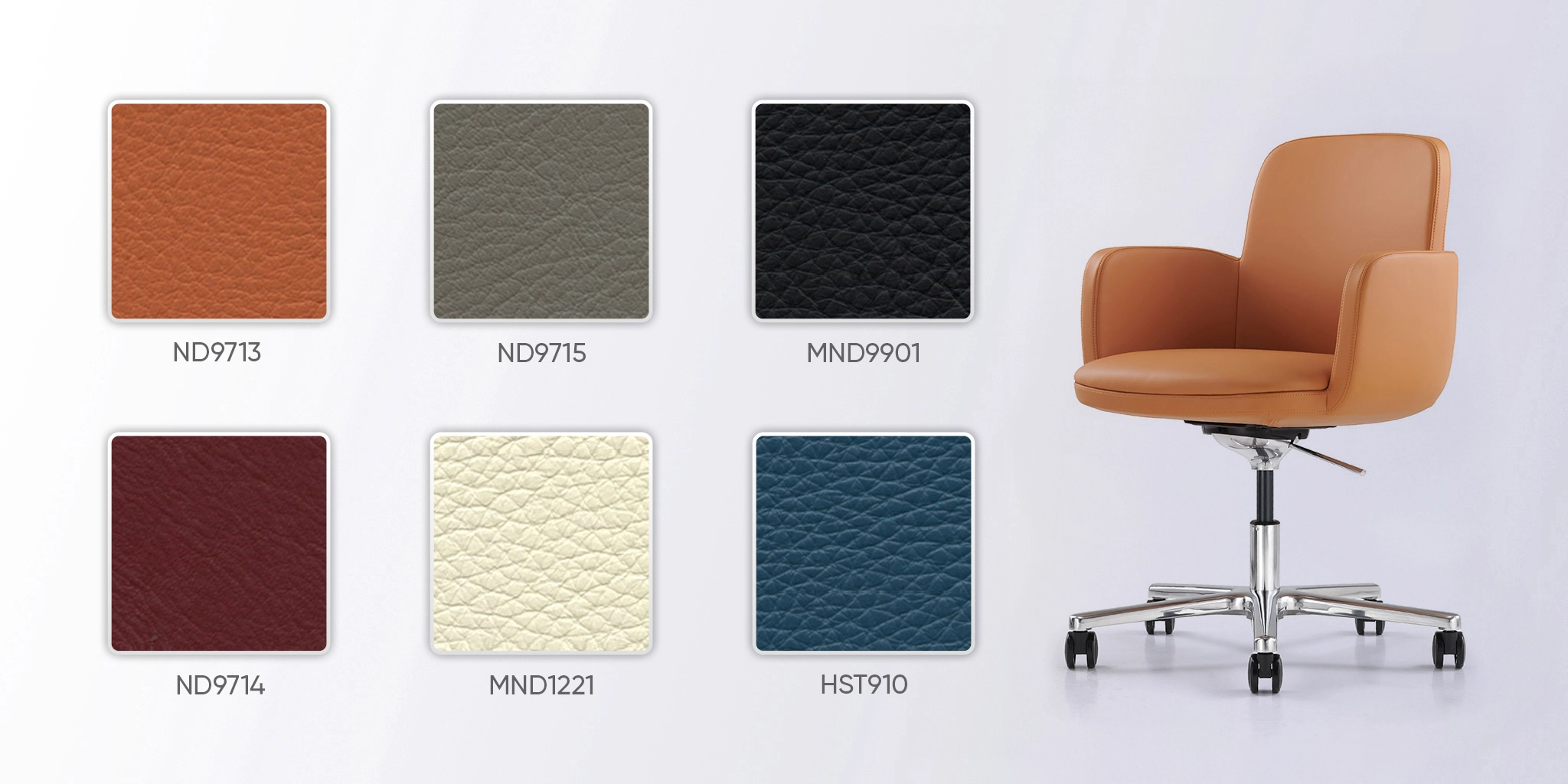 bảng m&agrave;u da ghế xoay ph&ograve;ng họp 2512b