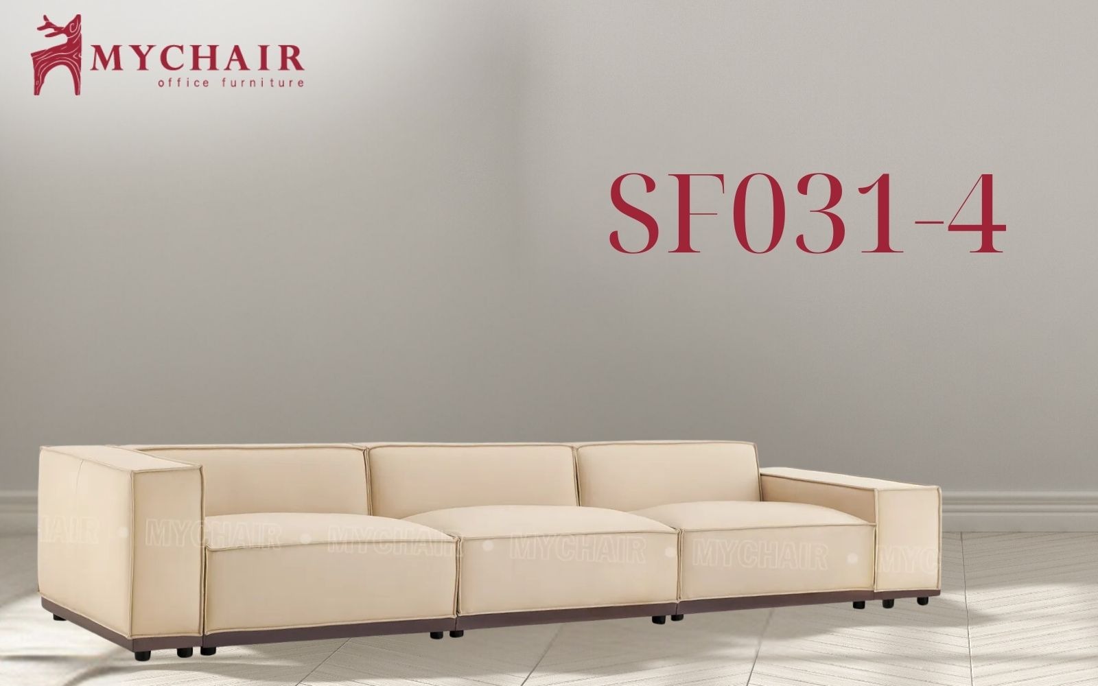 Mẫu sofa da màu be 4 chỗ MyChair SF031-4
