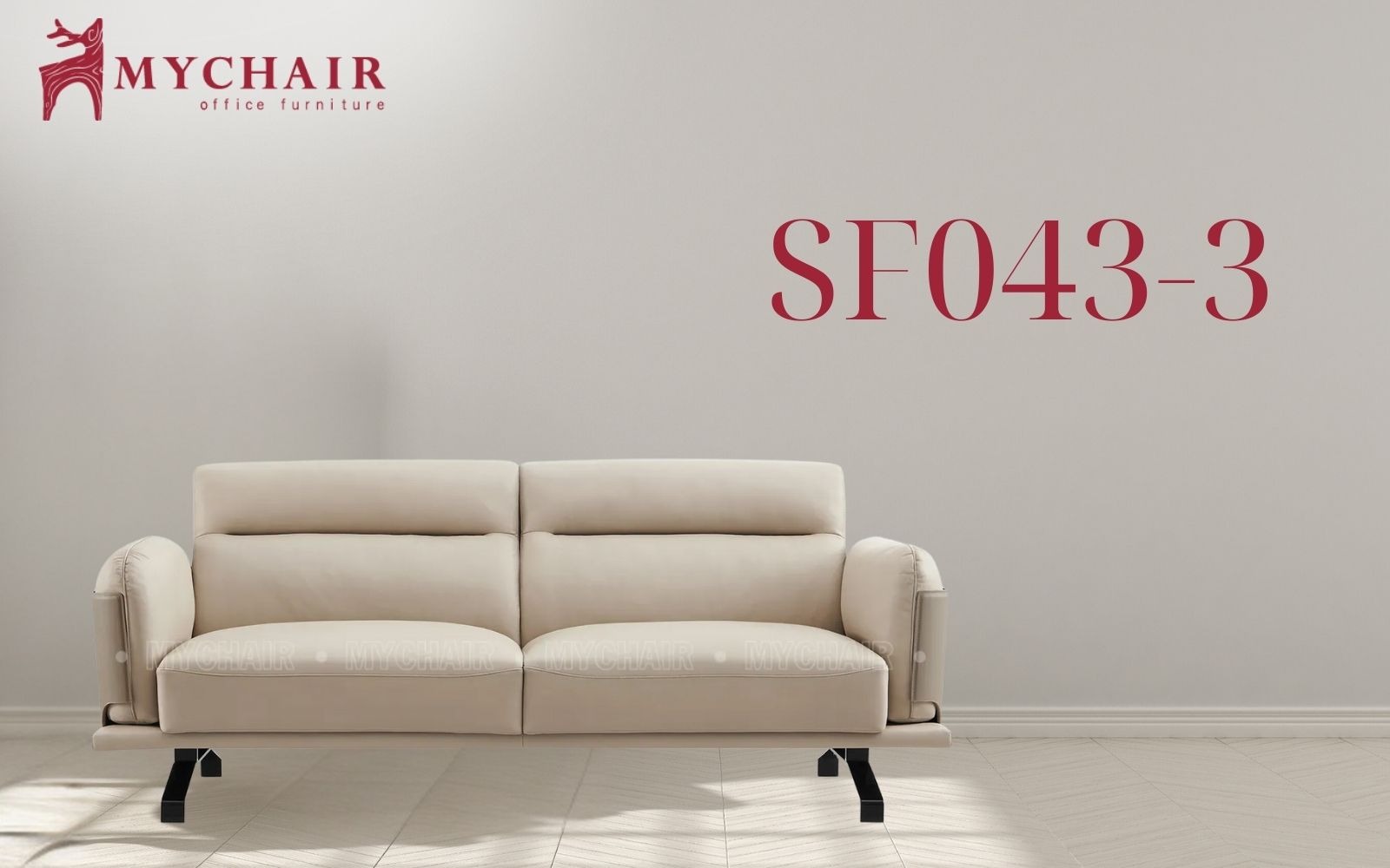 Mẫu sofa da màu be vàng 3 chỗ SF043-3