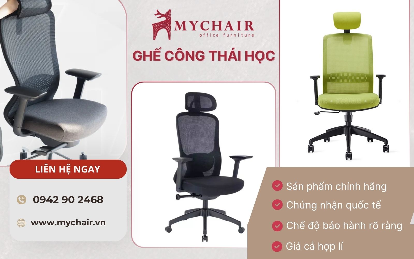 Mua ghế ngồi công thái học nhập khẩu chính hãng tại MyChair