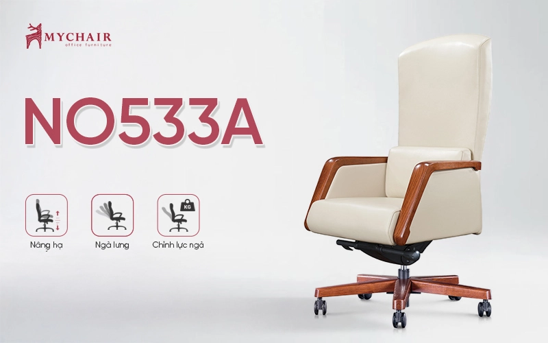 MyChair NO533A - chất liệu da bò Italia cao cấp kết hợp cùng tay ghế gỗ sồi ghế giám đốc MyChair NO533A
