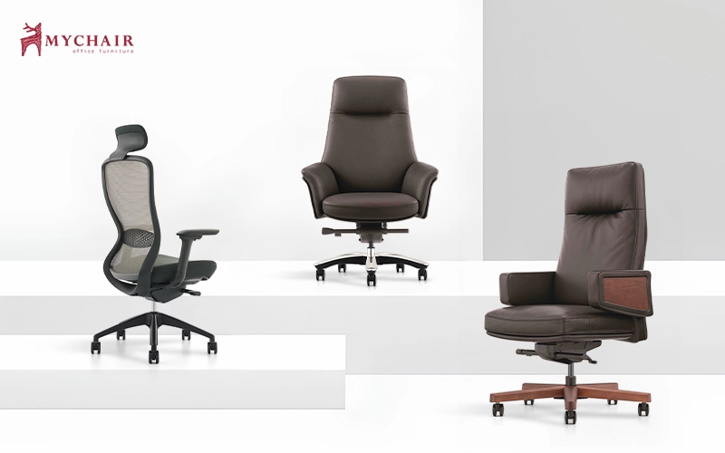 Ghế giám đốc phân loại theo chất liệu da, lưới và gỗ Ghế ngồi giám đốc theo chất liệu