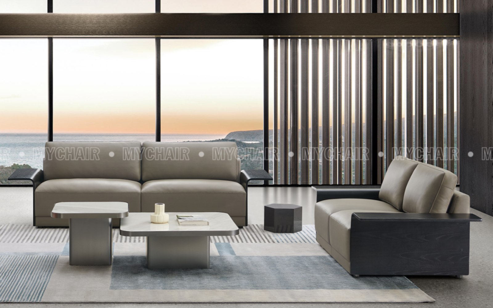 sofa đơn màu xám