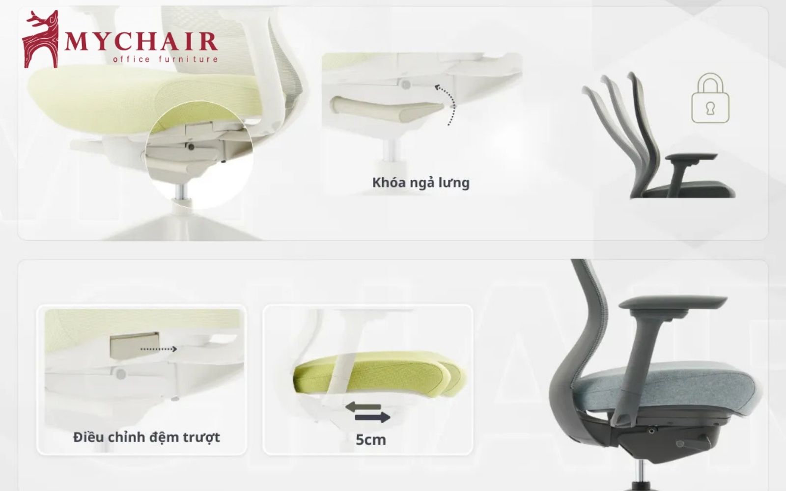 Bộ phận giúp người ngồi linh hoạt thay đổi độ cao và độ ngả ghế