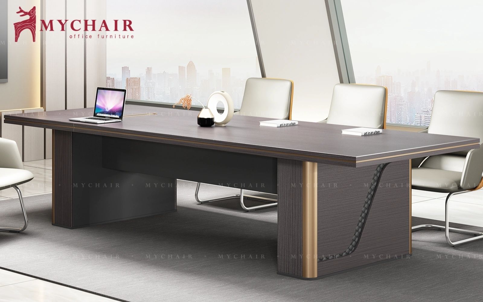 Bàn họp cao cấp NBLD09-H với chất liệu gỗ MDF phủ Veneer Bàn họp cao cấp MyChair NBLD09-H