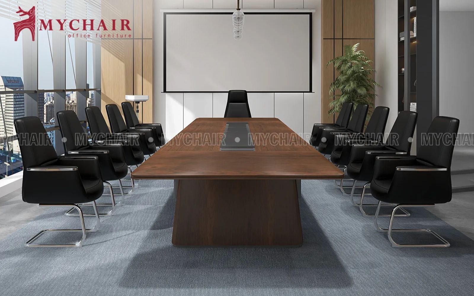 Bàn họp gỗ tự nhiên sang trọng cho phòng giám đốc Bàn gỗ tự nhiên cao cấp cho phòng họp