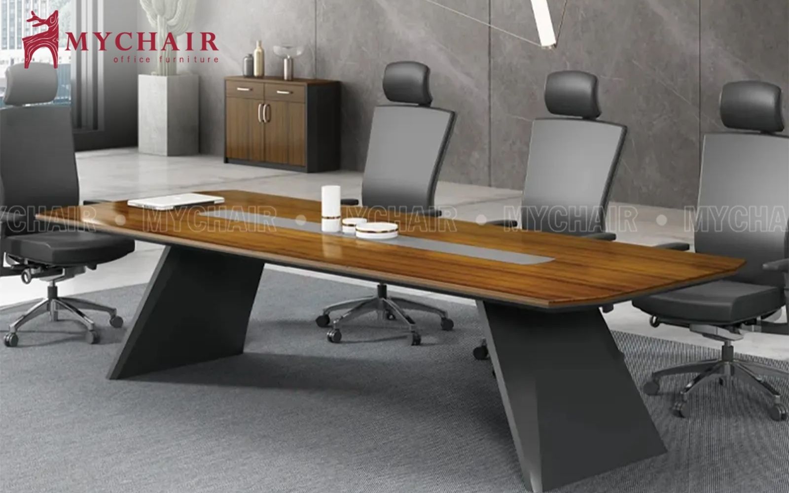 Bàn họp MBGD02-H chân sắt chữ V hiện đại và bền bỉ Bàn phòng họp cao cấp MyChair MBGD02-H