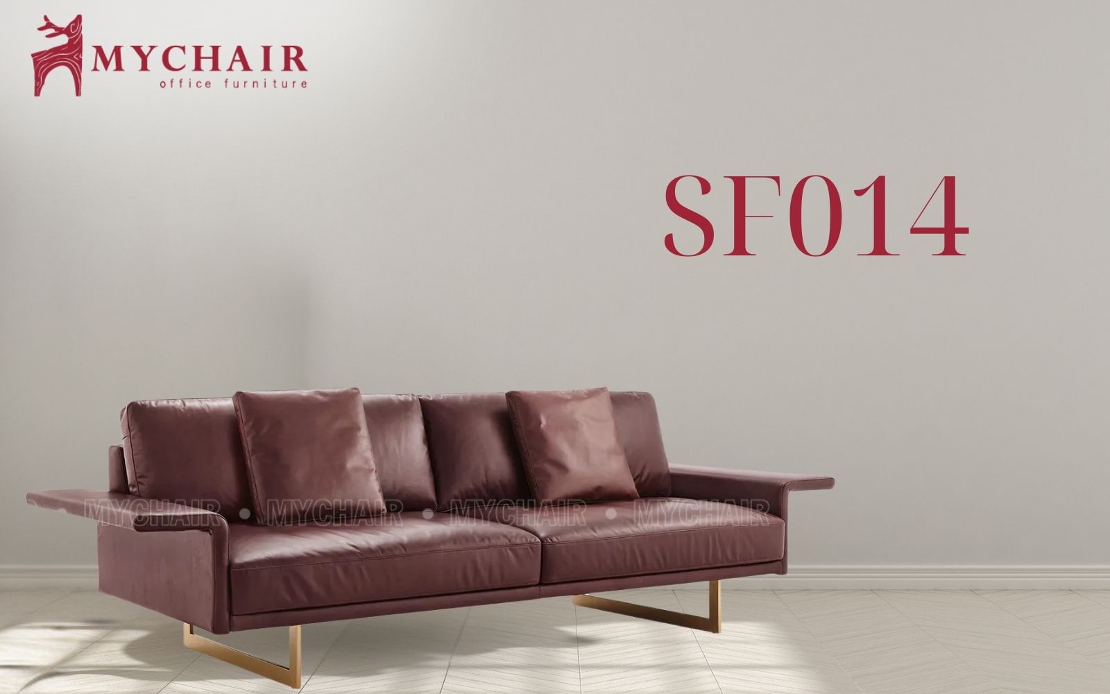 Bộ sofa da SF014 nổi bật với hệ thống đệm mút nguyên khối đàn hồi cao