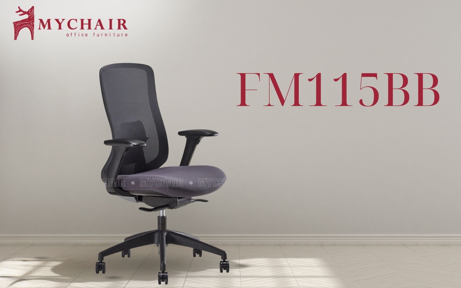 Thiết kế ghế lưới chân xoay vải nỉ cao cấp FM115BB