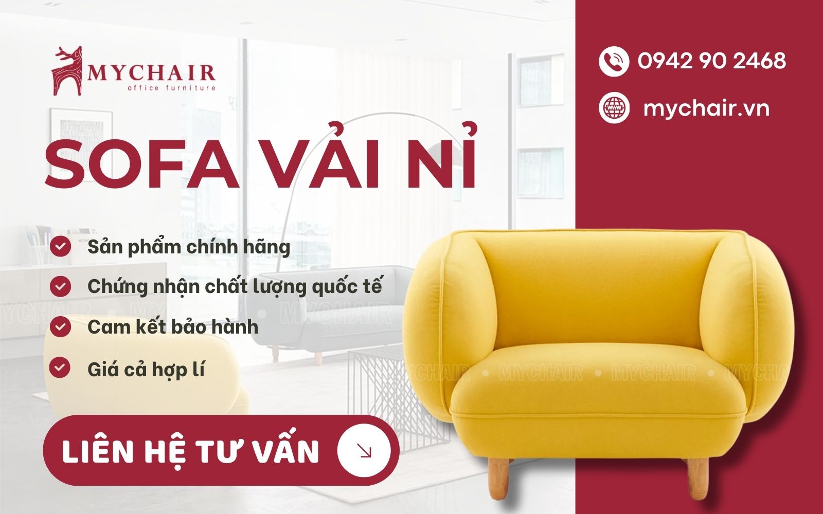 MyChair chuyên cung cấp các dòng ghế sofa vải nỉ nhập khẩu chính hãng cao cấp
