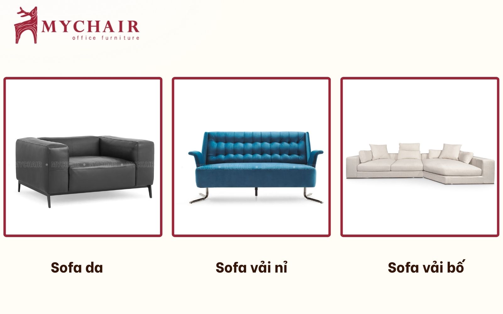 Đa dạng chất liệu từ sofa da, sofa vải nỉ đến sofa da công nghiệp