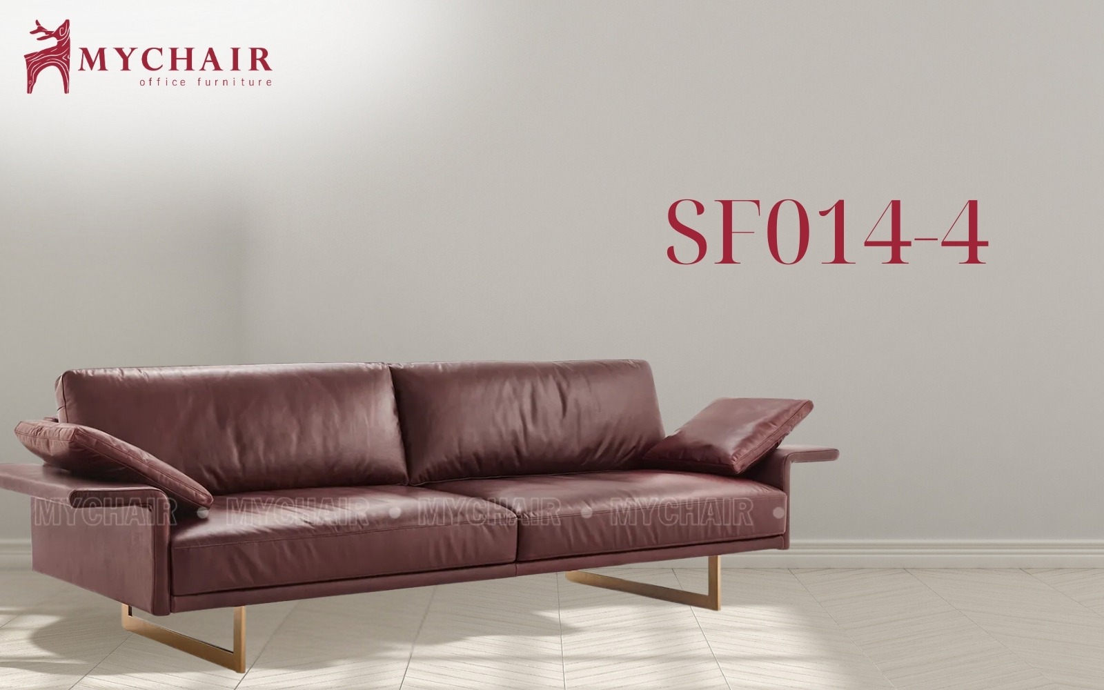Sofa da bò SF014-4 thiết kế hiện đại, đường nét tinh giản