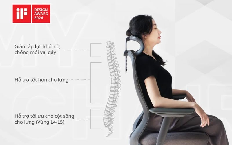 Ghế làm việc văn phòng chuẩn giúp tư thế ngồi làm việc thoải mái