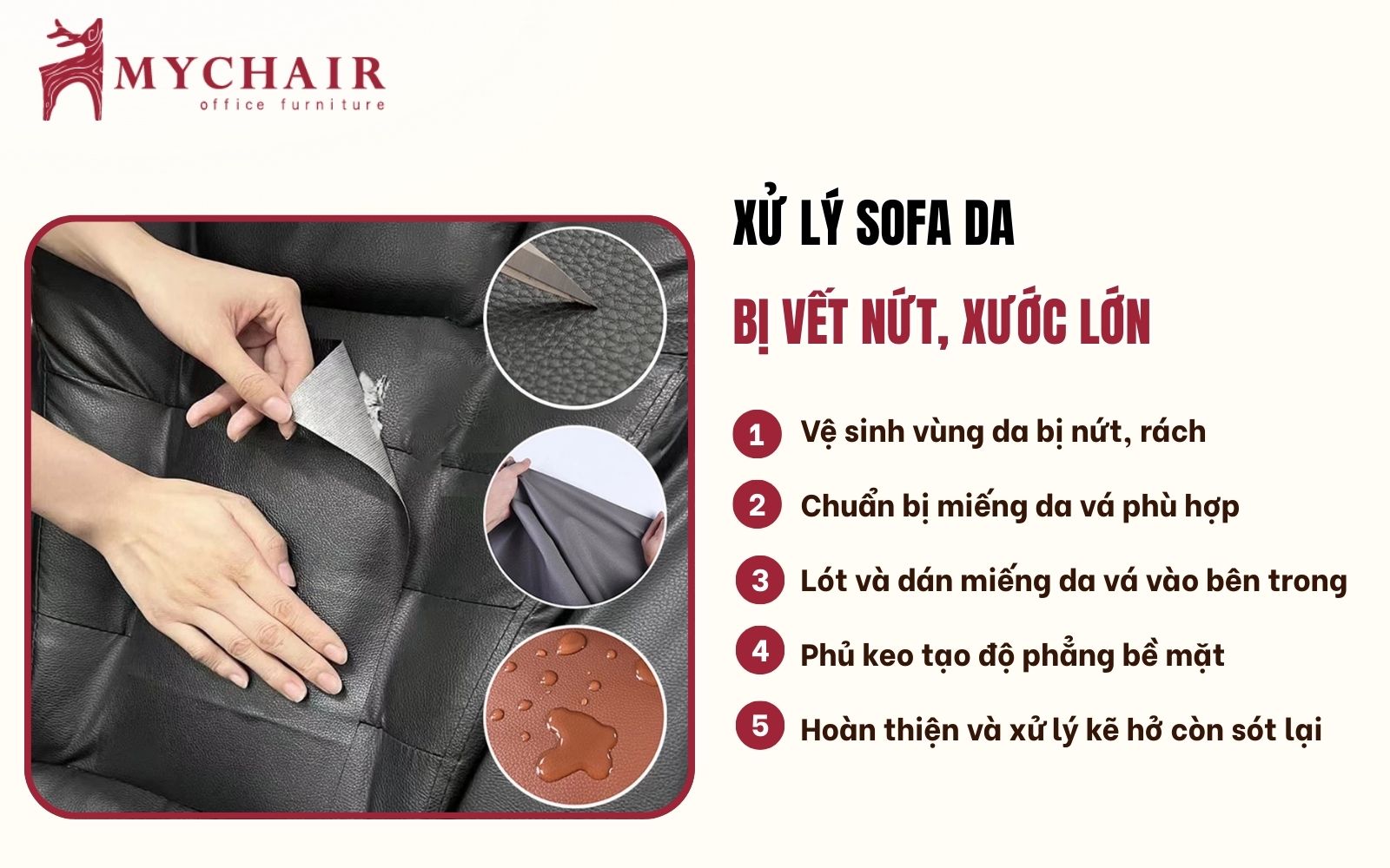 Các bước phục hồi sofa da bị nứt lớn Các bước phục hồi sofa da bị nứt lớn