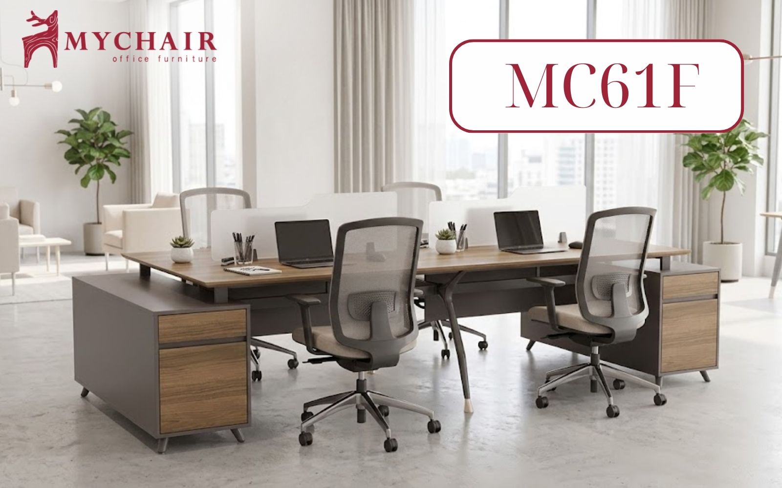 Mẫu bàn nhân viên gỗ cao cấp MC61F Mẫu bàn nhân viên gỗ cao cấp MC61F