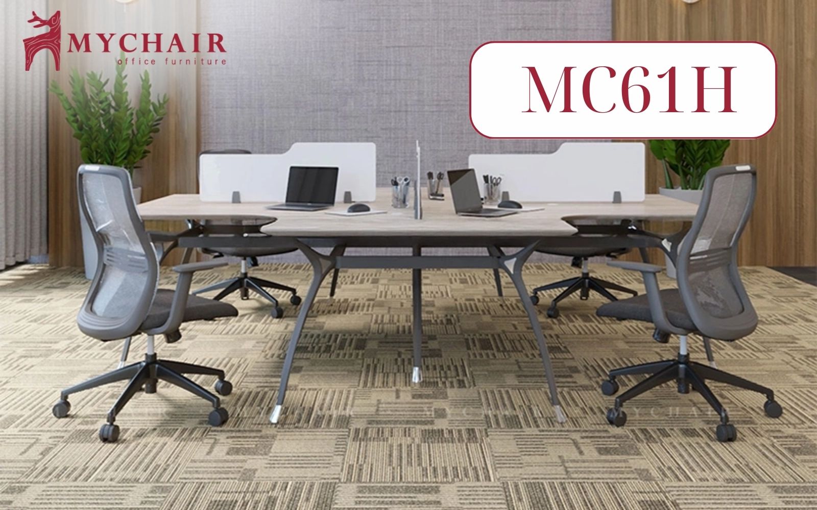 Cụm bàn nhân viên MC61H sở hữu hệ khung thép cùng chân sắt hình móng ngựa Cụm bàn nhân viên MC61H sở hữu hệ khung thép cùng chân sắt hình móng ngựa