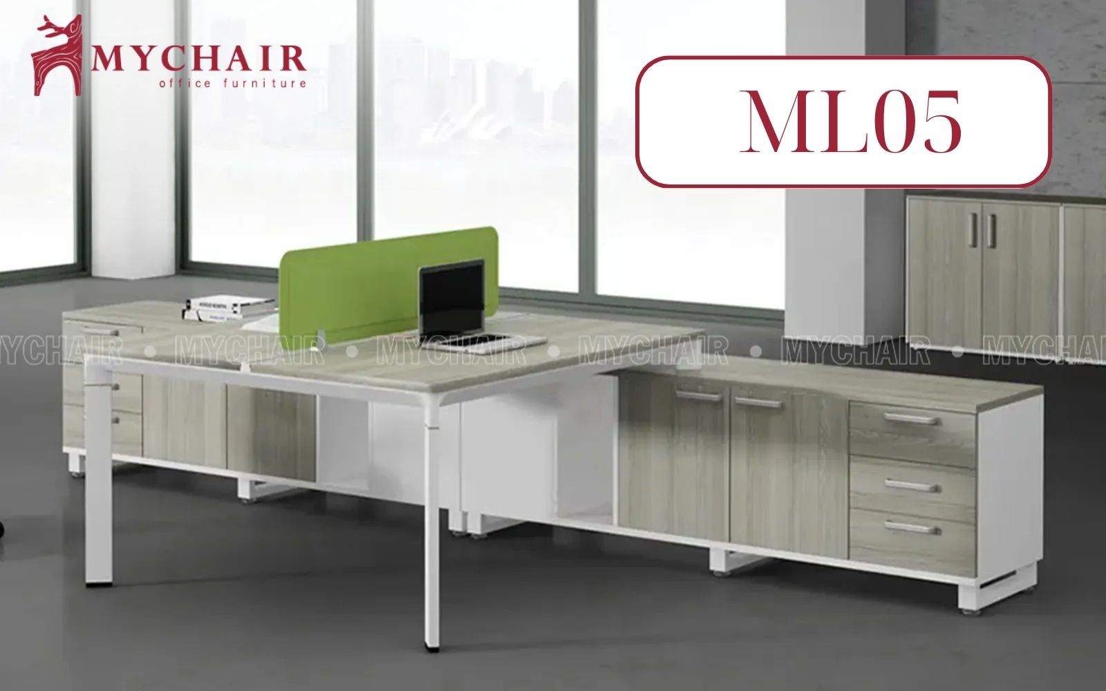 Bàn nhân viên MyChair ML05 được tích hợp tủ đựng tài liệu tiện lợi Bàn nhân viên MyChair ML05 được tích hợp tủ đựng tài liệu tiện lợi