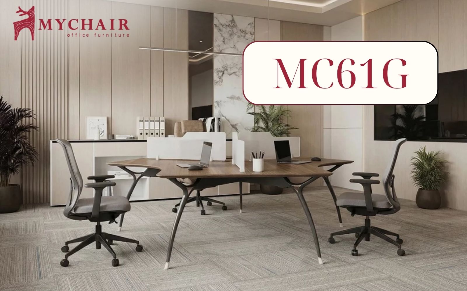 Thiết kế móng ngựa cách điệu giúp cụm bàn làm việc văn phòng trông thanh thoát hơn