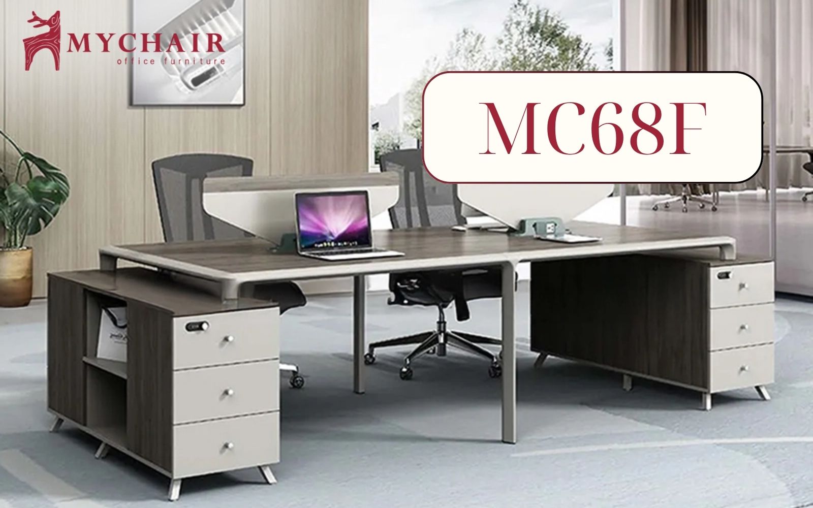 Cụm bàn làm việc văn phòng MC68F nổi bật với kết cấu chắc chắn