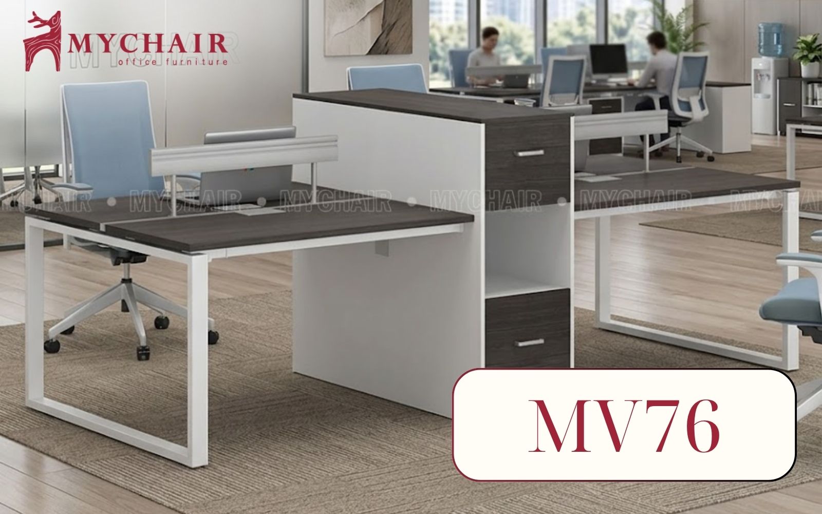 Module 4 chỗ ngồi liền tủ phụ hiện đại là điểm nhấn cho văn phòng chuyên nghiệp