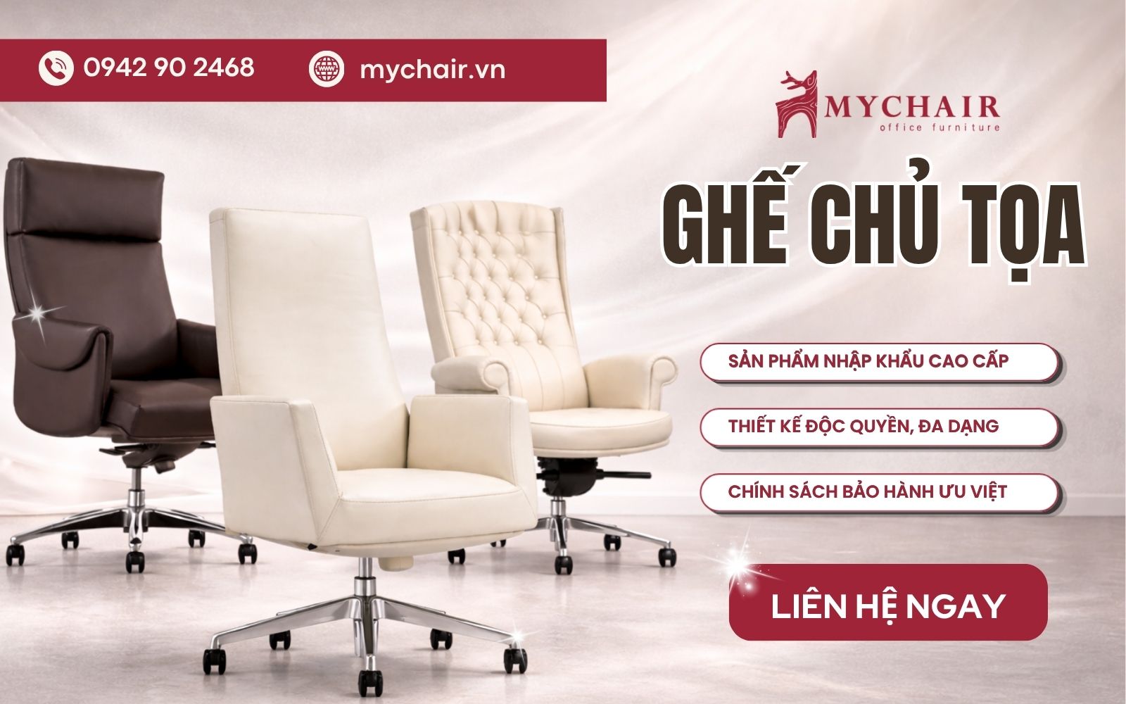 Mua ghế chủ tọa cao cấp, bảo hành rõ ràng tại MyChair Mua ghế chủ tọa cao cấp, bảo hành rõ ràng tại MyChair
