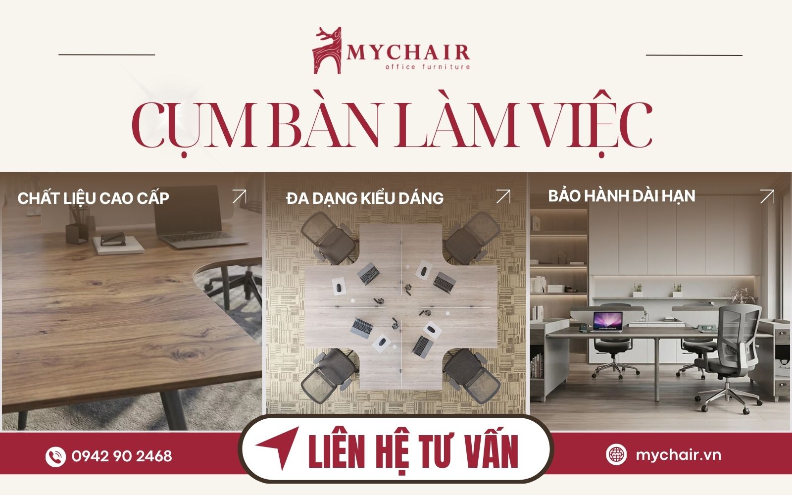 Mua cụm bàn làm việc văn phòng cao cấp, thiết kế đa dạng tại MyChair