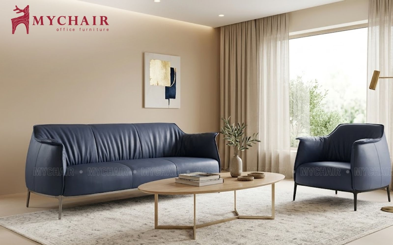 Ghế sofa màu xanh biển giúp cân bằng năng lượng hợp mệnh Thủy trong nhà