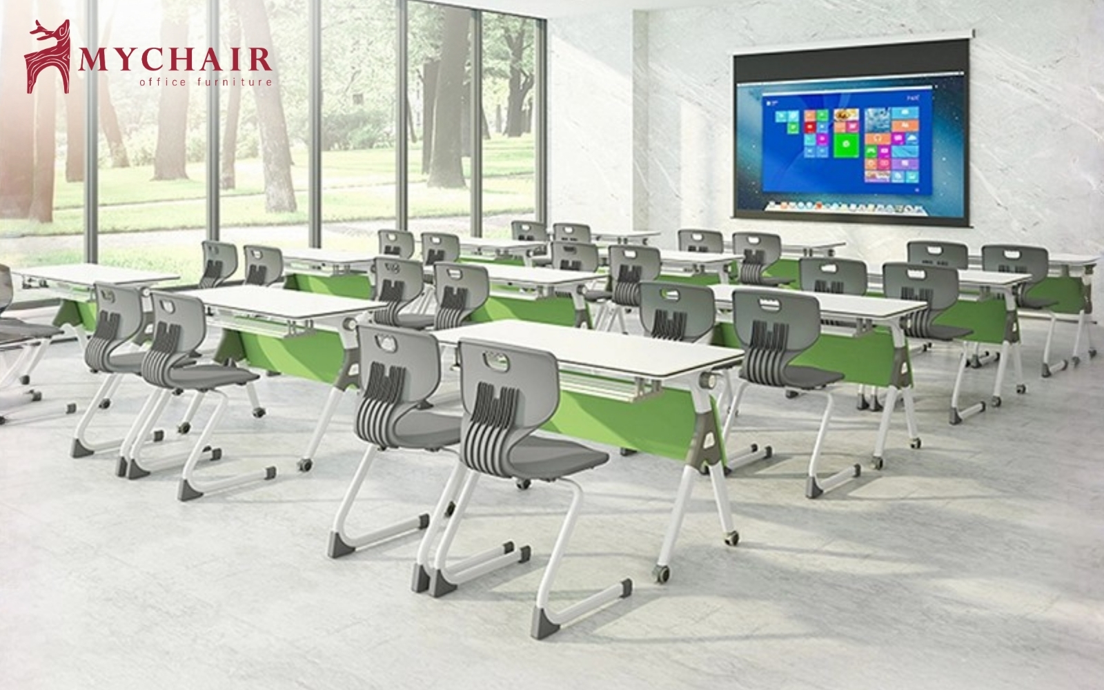 Bàn training với thiết kế thông minh, dễ gấp gọn và thuận tiện di chuyển Mẫu bàn training có bánh xe tiện lợi
