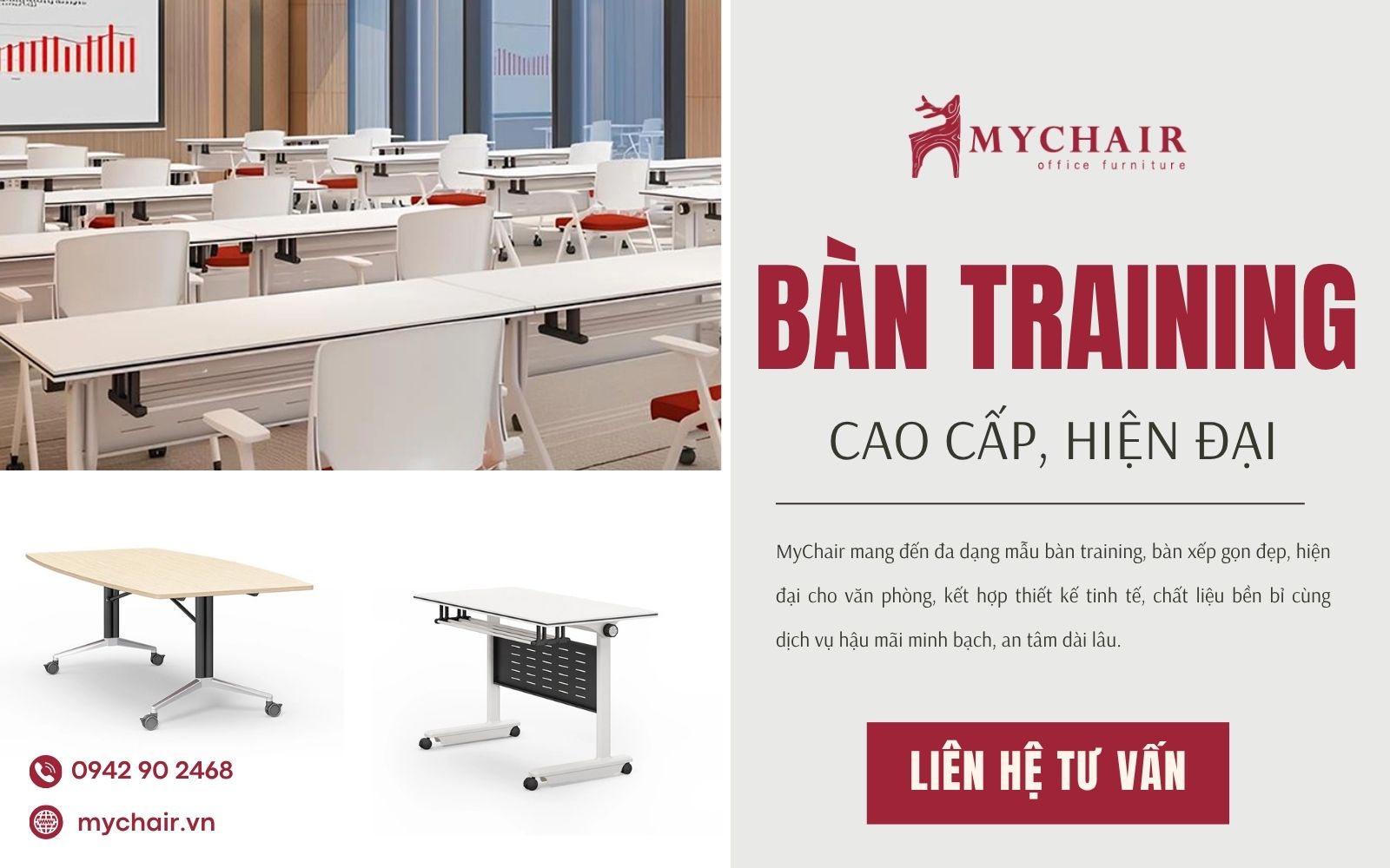 Mua bàn đào tạo xếp gọn, di chuyển linh hoạt tại MyChair Mua bàn đào tạo xếp gọn, di chuyển linh hoạt tại MyChair