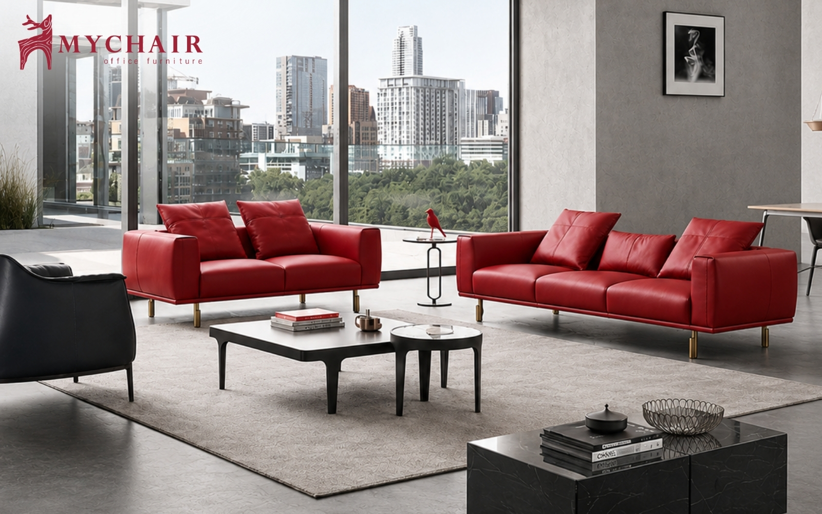 Sofa màu đỏ giúp không gian phòng khách trở nên nổi bật, sang trọng Sofa màu đỏ giúp không gian phòng khách trở nên nổi bật, sang trọng