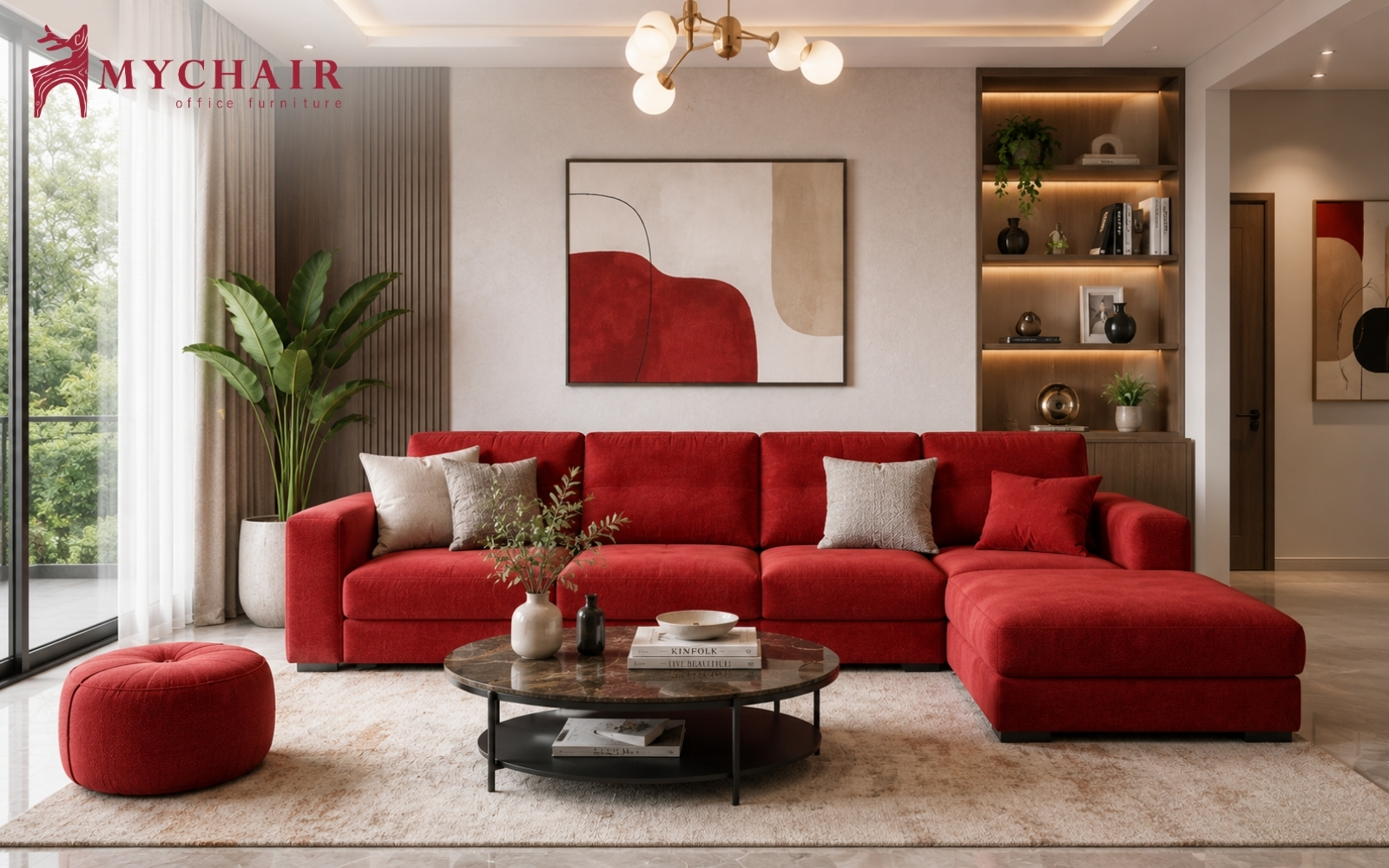 Mẫu sofa phong thủy cho người mệnh thổ màu đỏ nổi bật