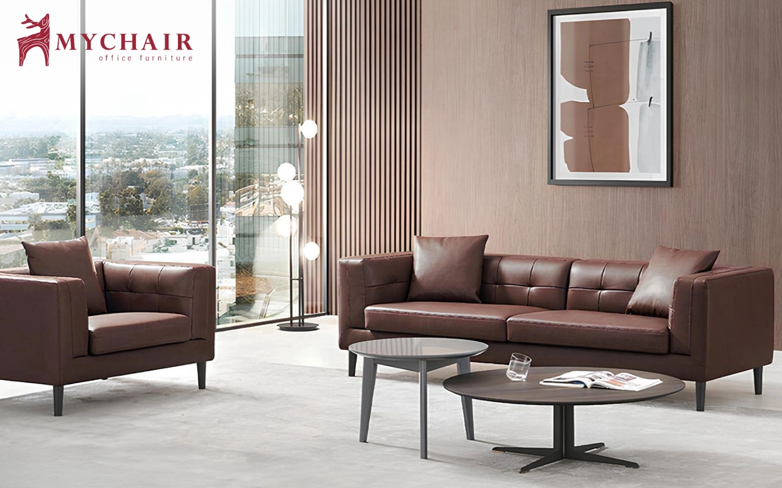 Mẫu sofa cho người mệnh thổ màu nâu đất chất liệu da