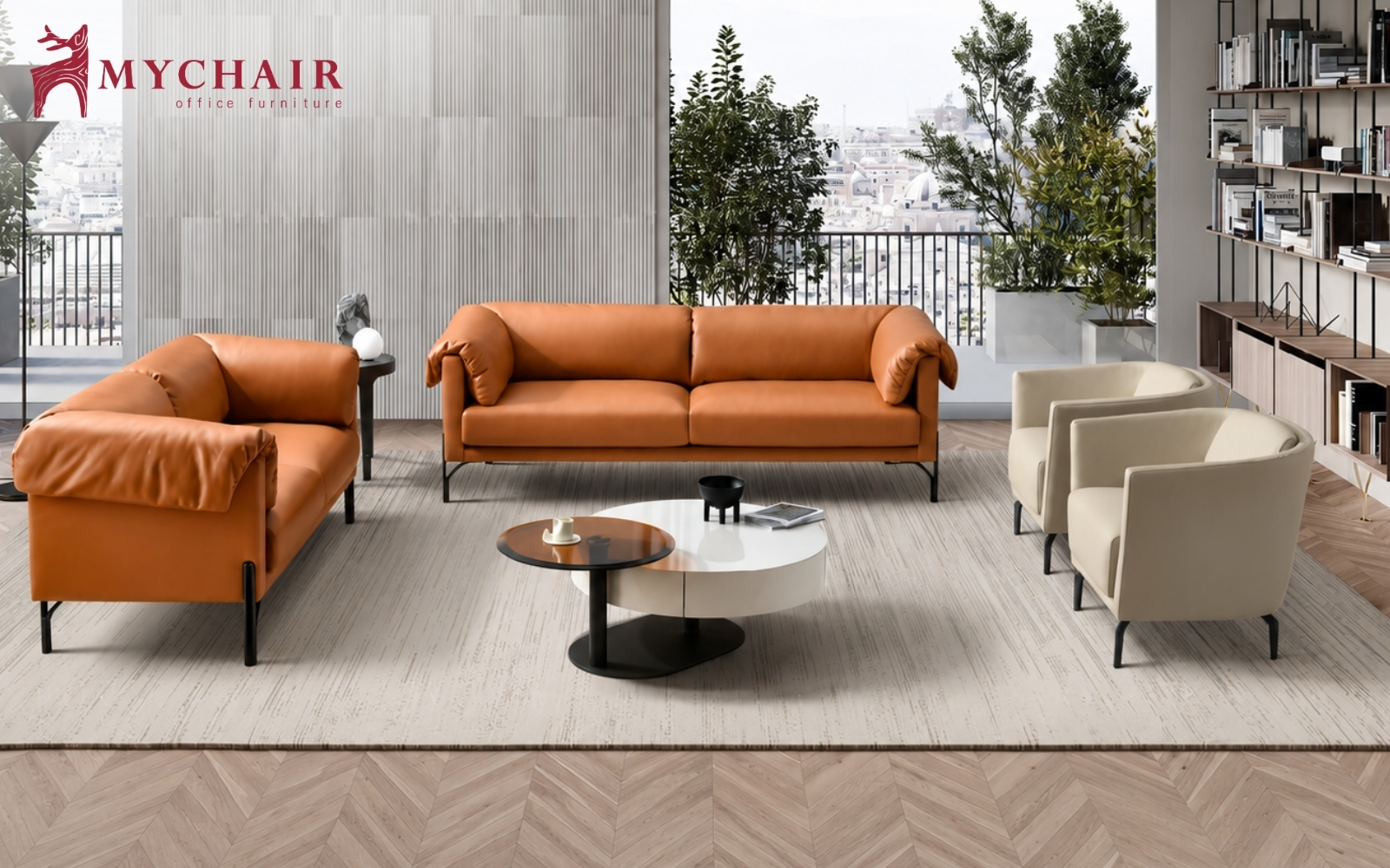 Sofa cam đất mang hơi hướng nội thất hiện đại từ châu Âu Sofa cam đất mang hơi hướng nội thất hiện đại từ châu Âu