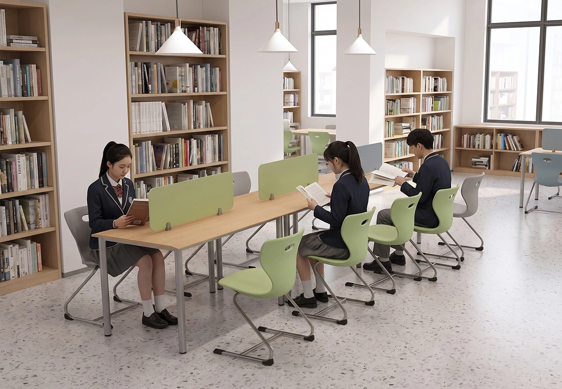 b&agrave;n ghế ph&ograve;ng đọc thư viện hy-1018b