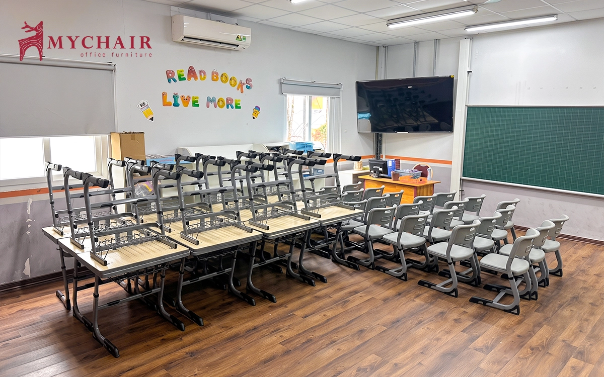 mychair cung cấp bàn ghế học sinh cho hệ thống giáo dục alpha school