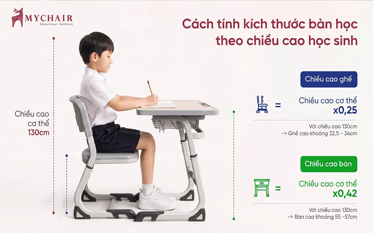 chiều cao bàn ghế học sinh