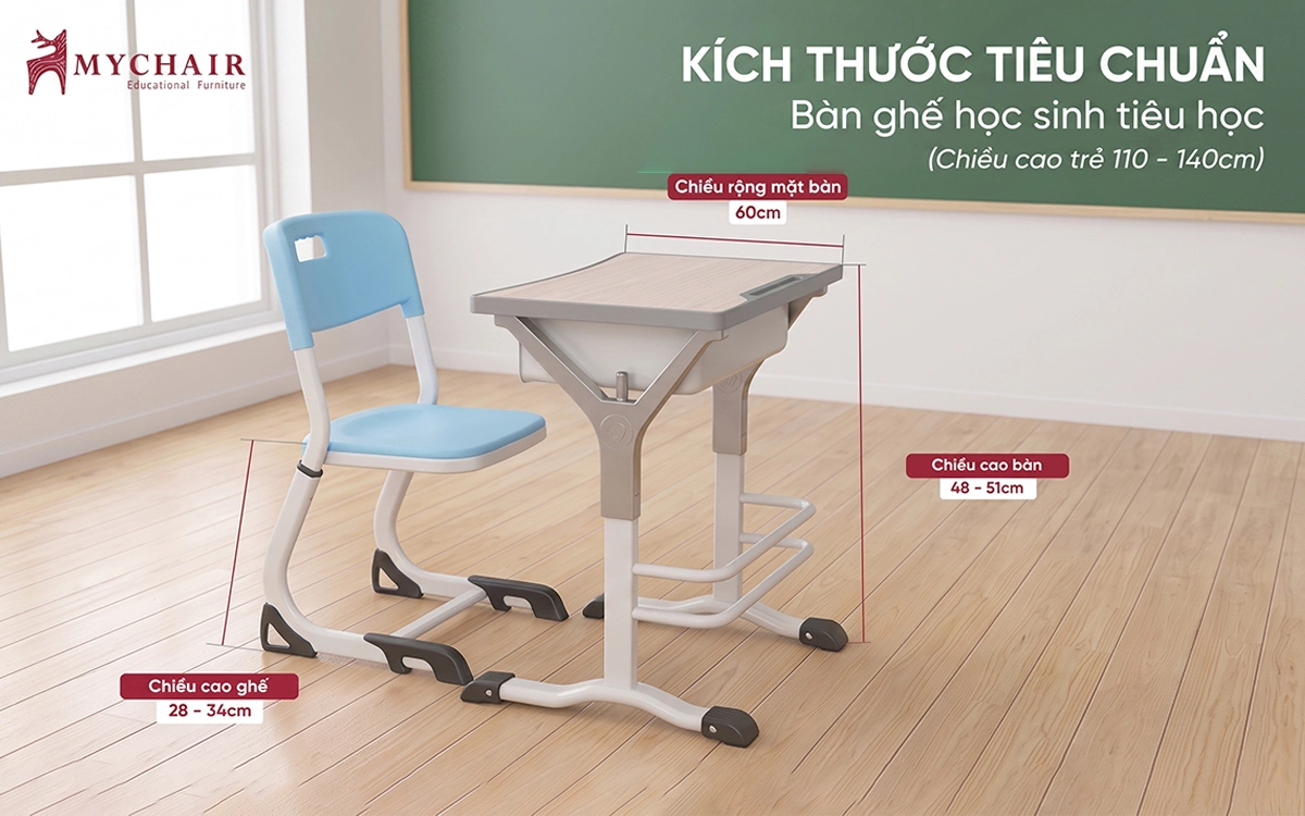 tiêu chuẩn bàn ghế học sinh tiểu học